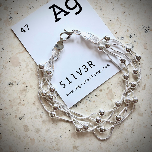 NWT Sterling Silver Ball-Snake Chain Bracelet - Picture 2 of 4